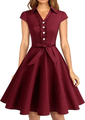 Wedtrend Women's 1950s Retro Rockabilly Dress Cap Sleeve Vintage Swing Dress