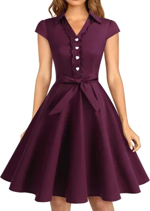 Wedtrend Women's 1950s Retro Rockabilly Dress Cap Sleeve Vintage Swing Dress