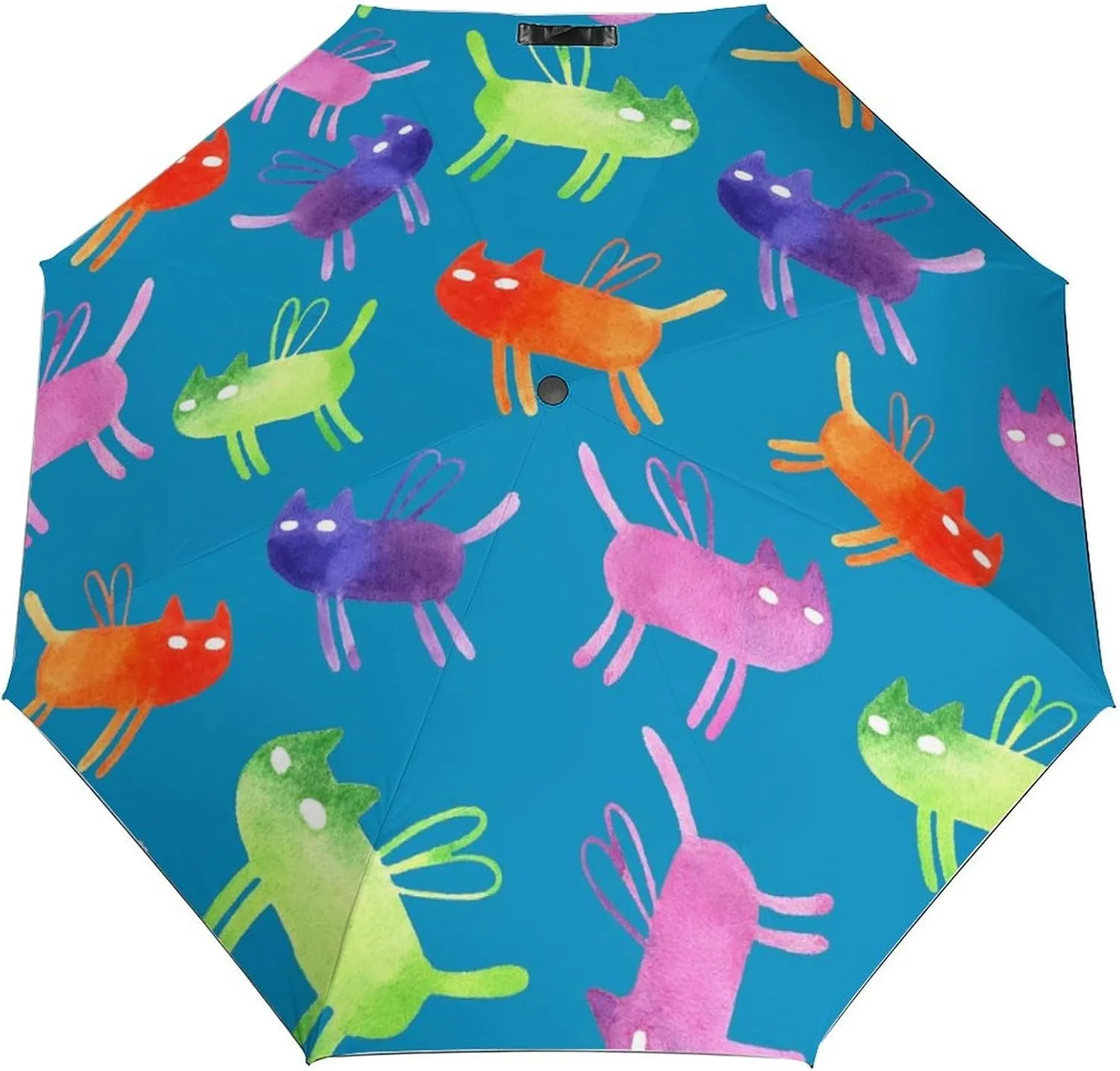 Windproof Travel Umbrellas for Rain,Cartoon Cat Funny Durable & Compact Umbrella-Waterproof Canopy for Backpack, Purse, Portable, Umbrella for Travel
