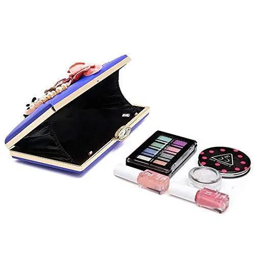 Women Flower Evening Bag Prom Cocktail Clutch with Pearl Beaded