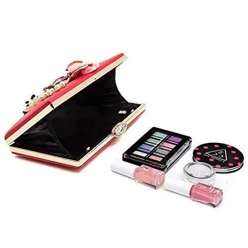 Women Flower Evening Bag Prom Cocktail Clutch with Pearl Beaded