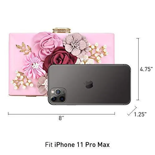 Women Flower Evening Bag Prom Cocktail Clutch with Pearl Beaded