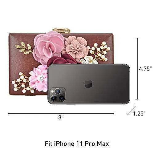 Women Flower Evening Bag Prom Cocktail Clutch with Pearl Beaded