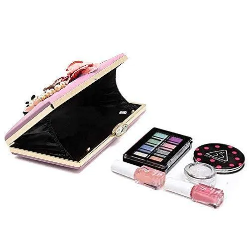 Women Flower Evening Bag Prom Cocktail Clutch with Pearl Beaded