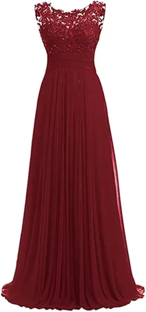 Women Long Beaded Chiffon Bridesmaid Dresses Prom Formal Dress