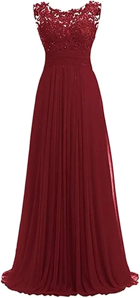 Women Long Beaded Chiffon Bridesmaid Dresses Prom Formal Dress