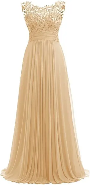 Women Long Beaded Chiffon Bridesmaid Dresses Prom Formal Dress