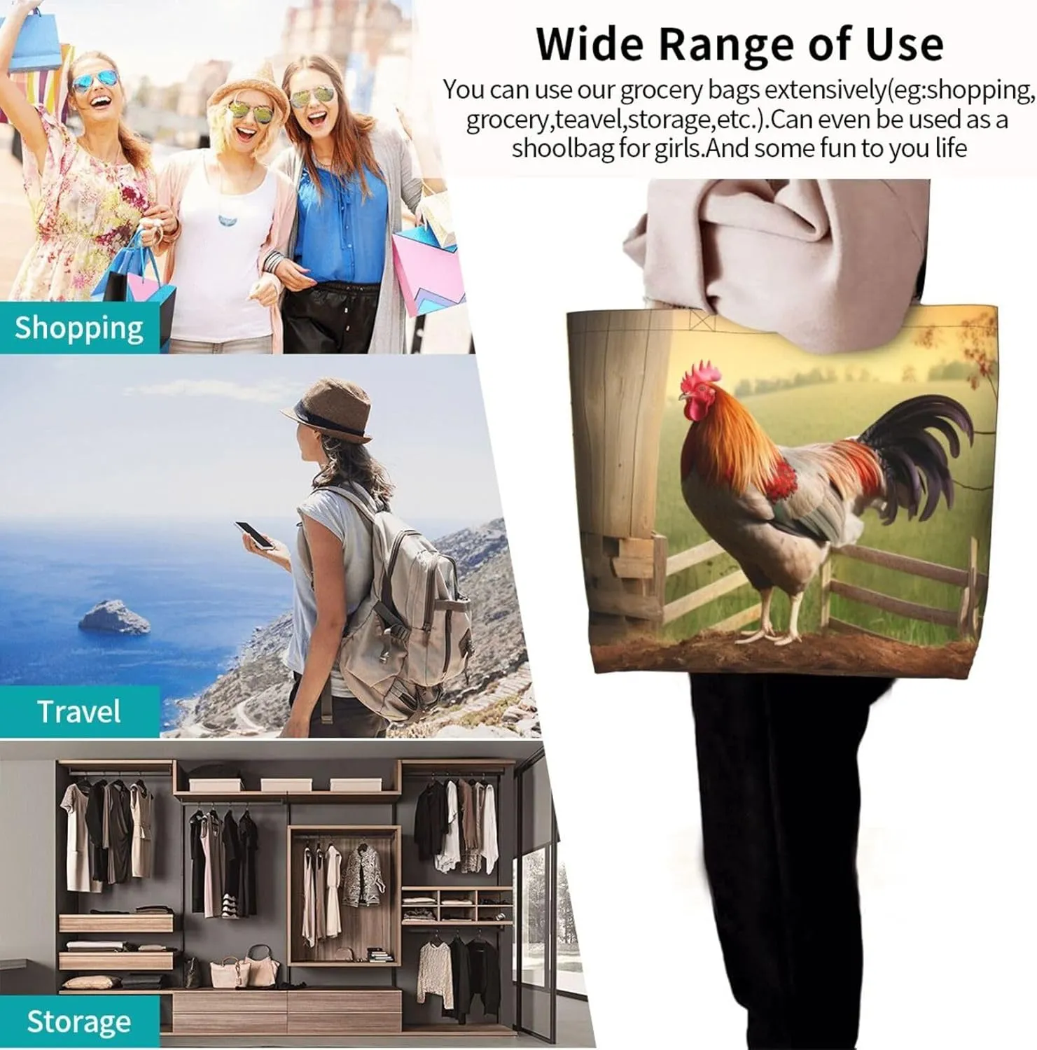 Women Shooting Star Heart Shoulder Bag Casual Handbag Shopping Bag