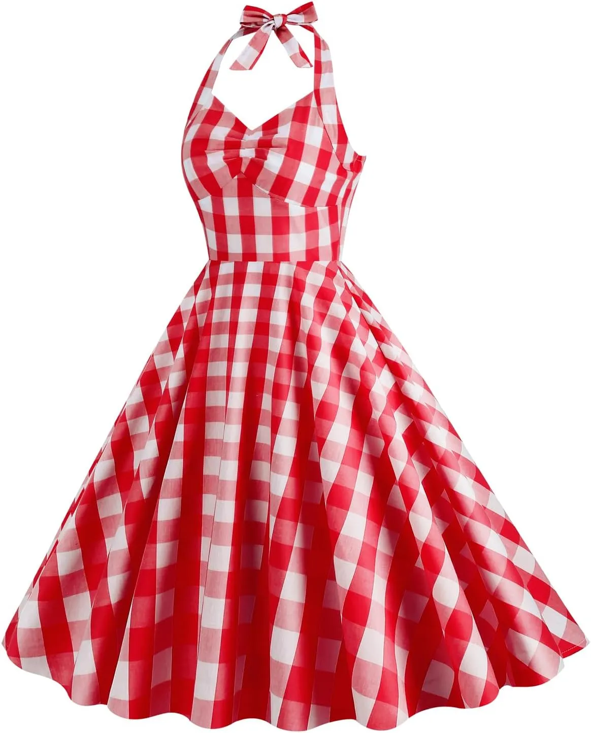 Womens 1950s Retro Rockabilly Princess Cosplay Dress Floral Halter Audrey Hepburn 50's 60's Party Costume Gown