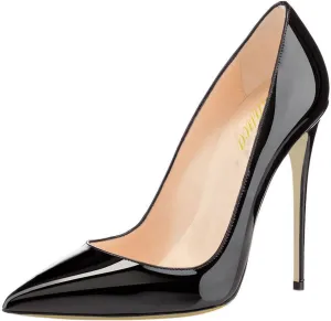 Women's Classic Patent Leather Pointed Toe Slip On 4.7IN Sexy Stiletto High Heels Pumps Shoes for Party Evening Wedding