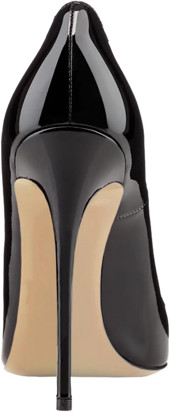Women's Classic Patent Leather Pointed Toe Slip On 4.7IN Sexy Stiletto High Heels Pumps Shoes for Party Evening Wedding