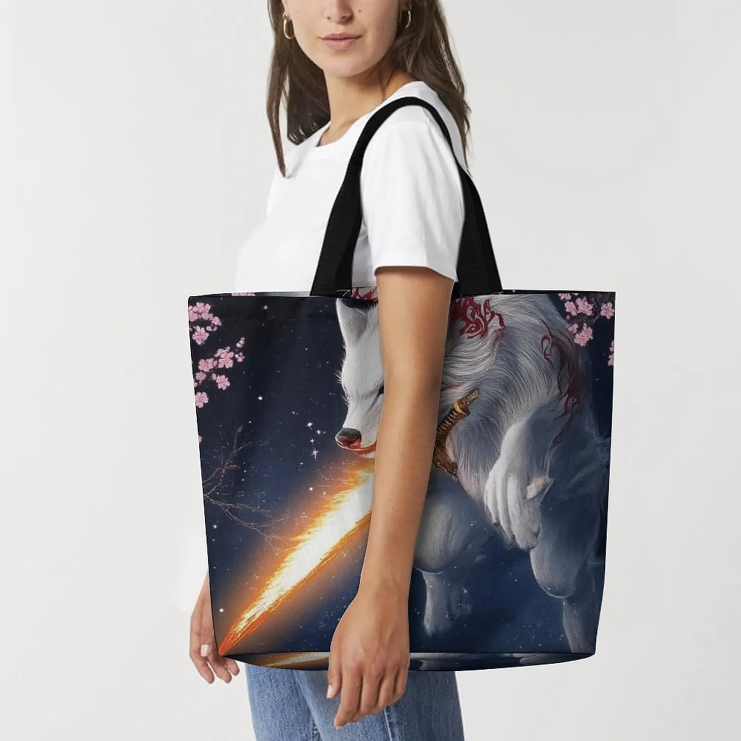 Womens Grocery Bag, Large Capacity Tote Bags Portable Reusable Shopping Shoulder Bag