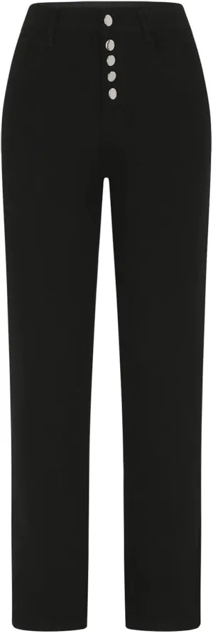 Womens High Waisted Jeans with Pockets Button Down Straight Leg Jeans Fall Comfy Stylish Denim Jeans for All Occasion