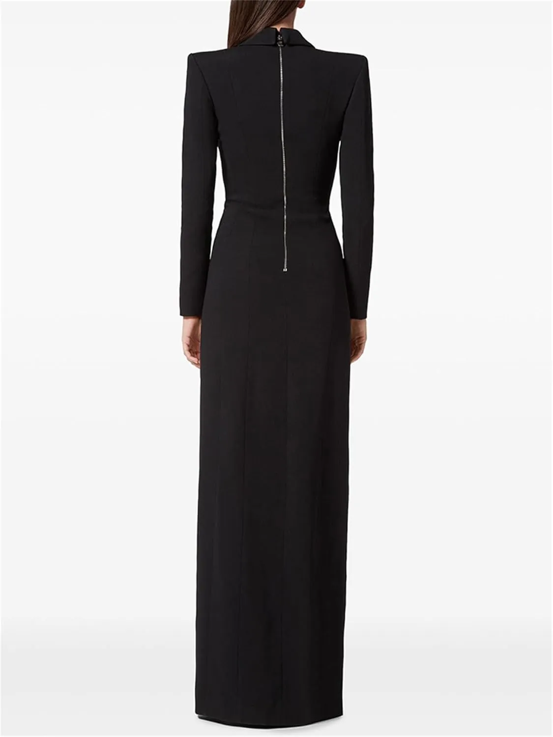 Women's Long Jacket Dress Sexy V Neck Diamonds Button Split Slim Blazer Dresses Evening Party Gowns