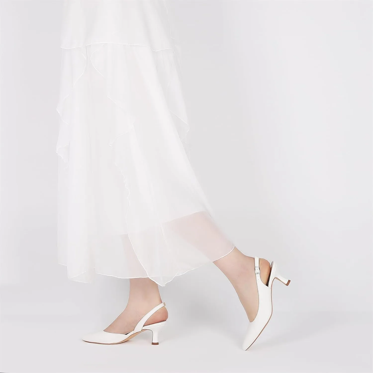 Women's Pumps, Slingback Kitten Heels Pointed Toe Suitable Wedding Party Match Dress Sexy Evening Shoes Heels