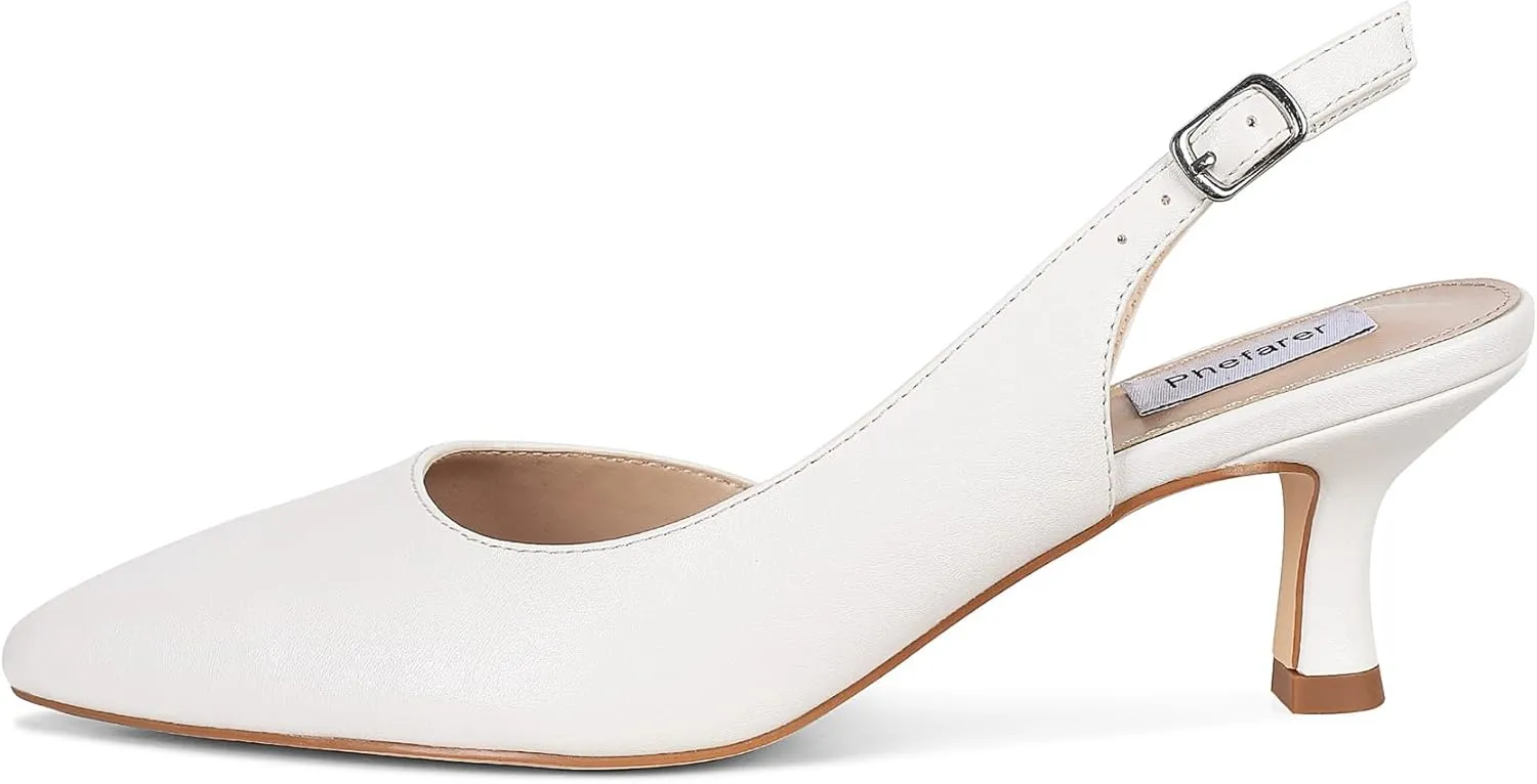 Women's Pumps, Slingback Kitten Heels Pointed Toe Suitable Wedding Party Match Dress Sexy Evening Shoes Heels