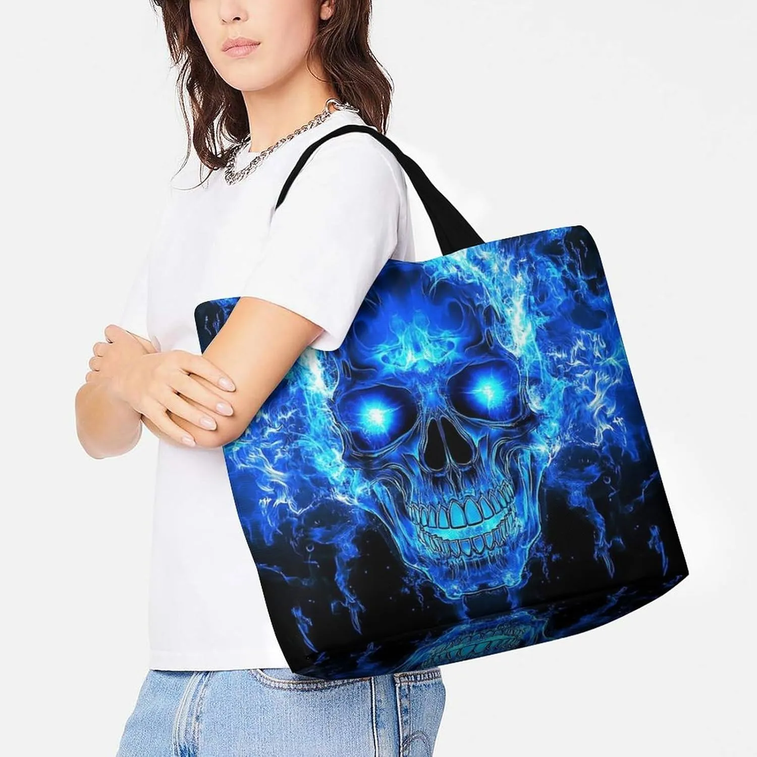 Women's Reusable Grocery Shopping Bag, Portable Shoulder Bag Casual Large Tote Bags