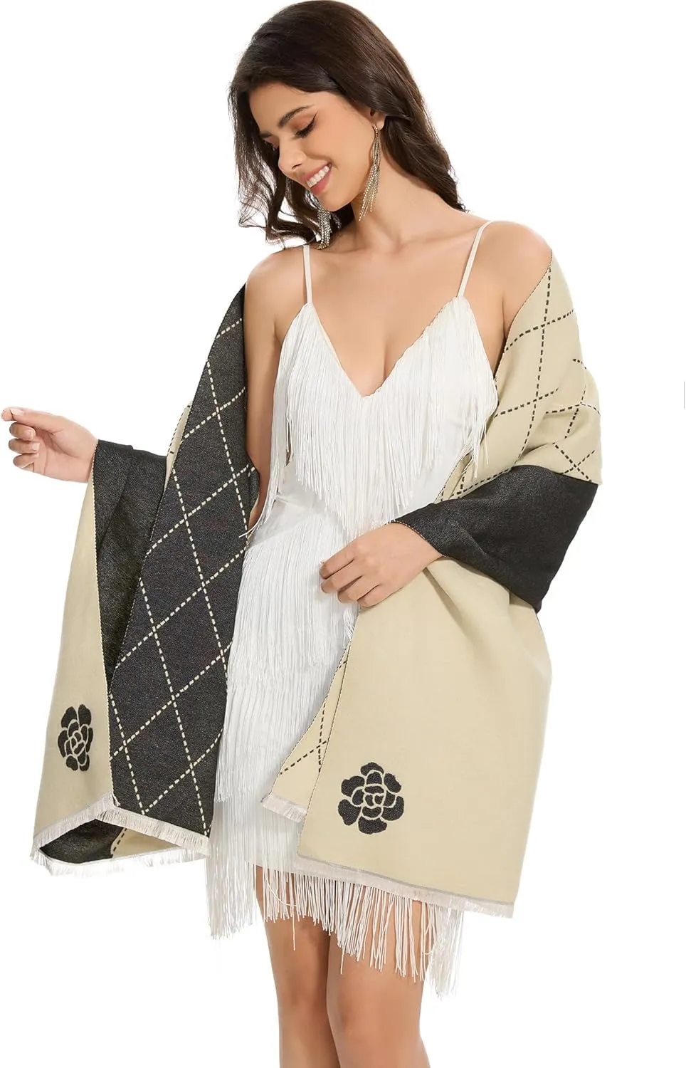 Women's Reversible Pashmina Shawl Wrap for Women Big Scarf Holiday Gifts With Gift Box