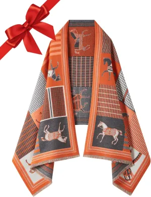 Women's Reversible Pashmina Shawl Wrap for Women Big Scarf Holiday Gifts With Gift Box