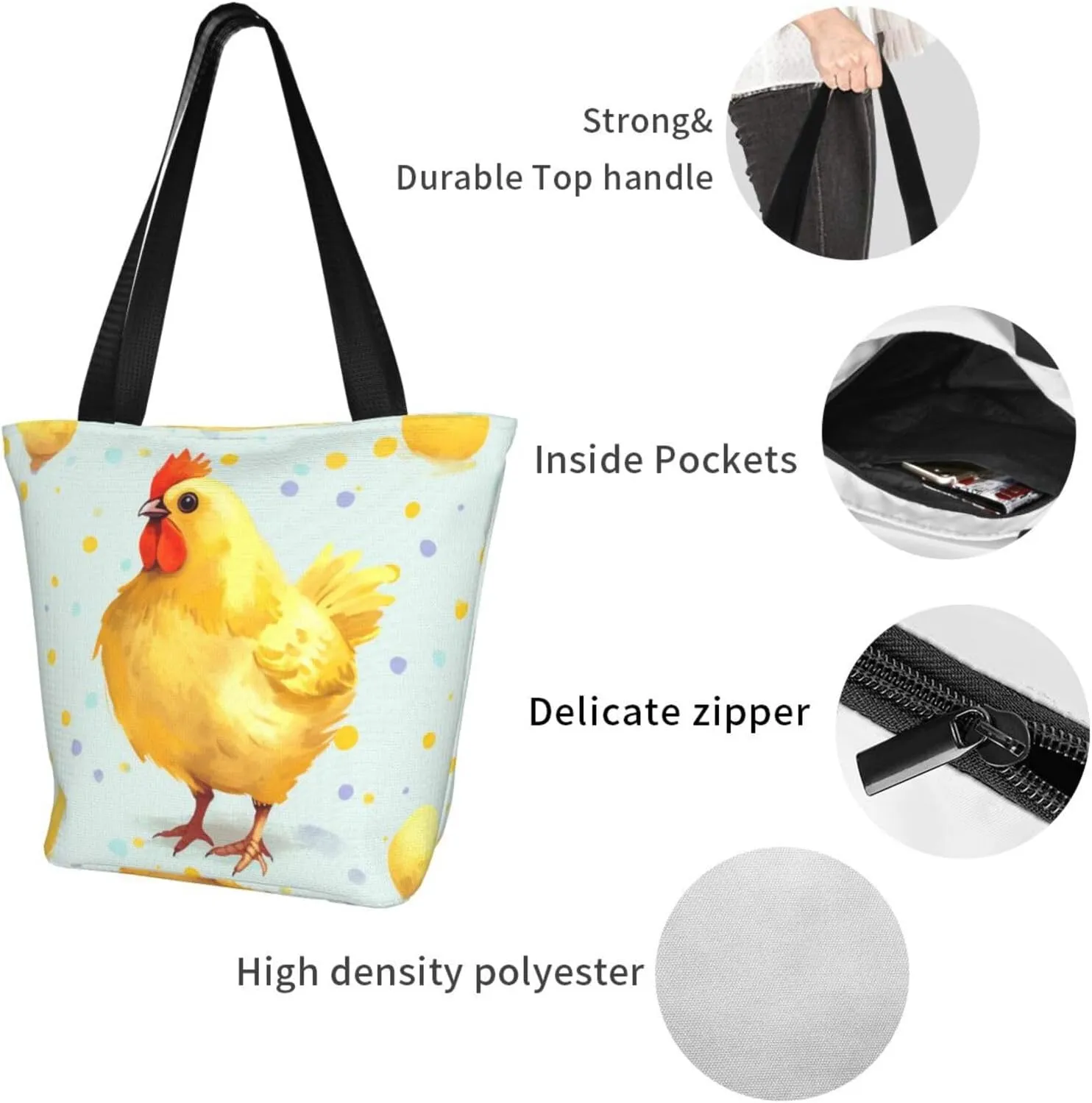 Women's Shoulder Bag with Ying Yang Diagram Printed Handbag Tote Bag Shopping Bags