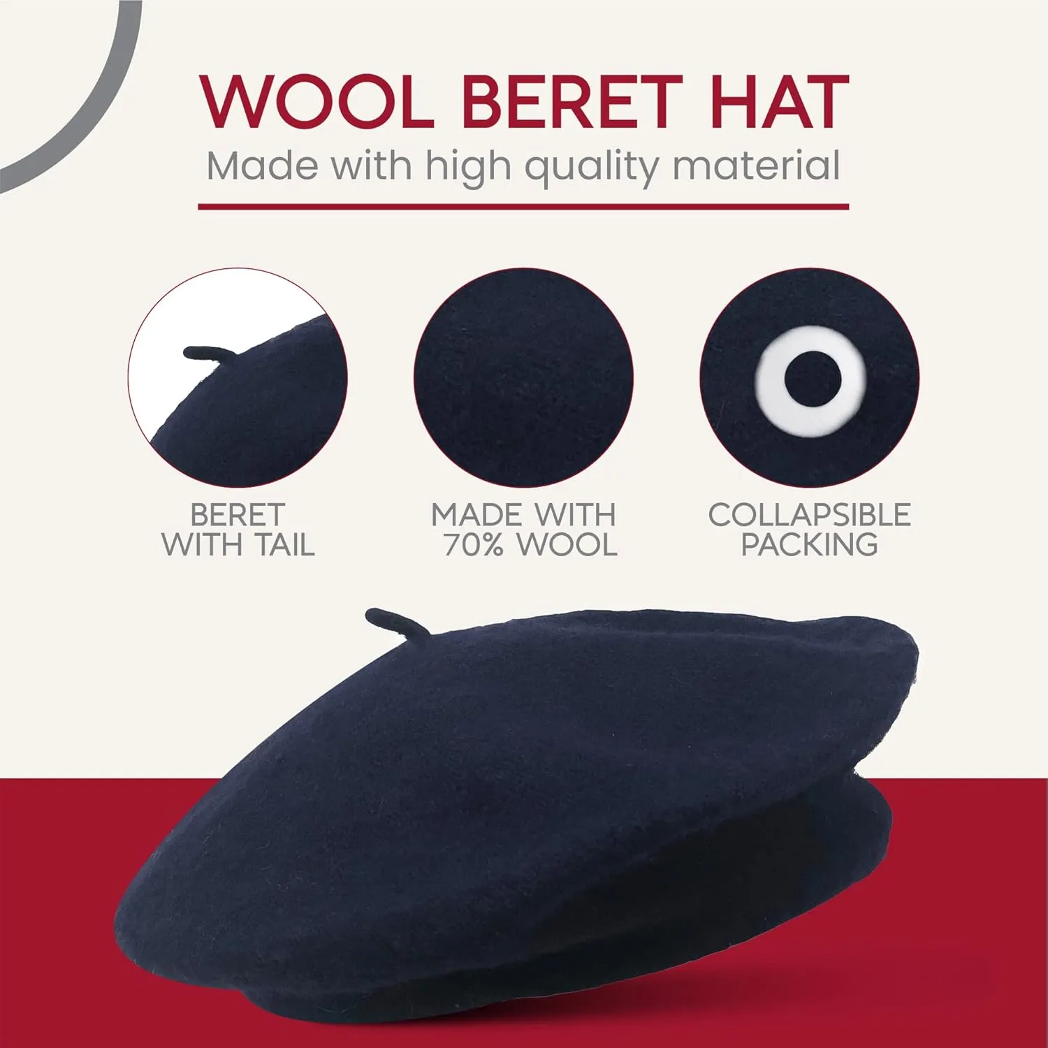 Women's Wool French Beret – Stylish, Chic & Cozy Parisian Unisex Hat for All Seasons