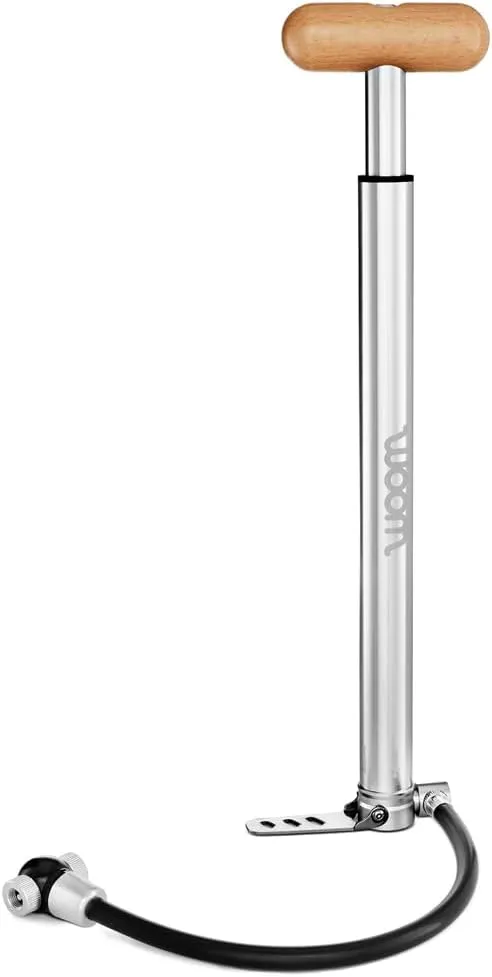 woom AIRFLO Bike Pump, Lightweight, Compact Aluminum Bicycle Tire Pump, fits Schrader, Presta & Dunlop Valves