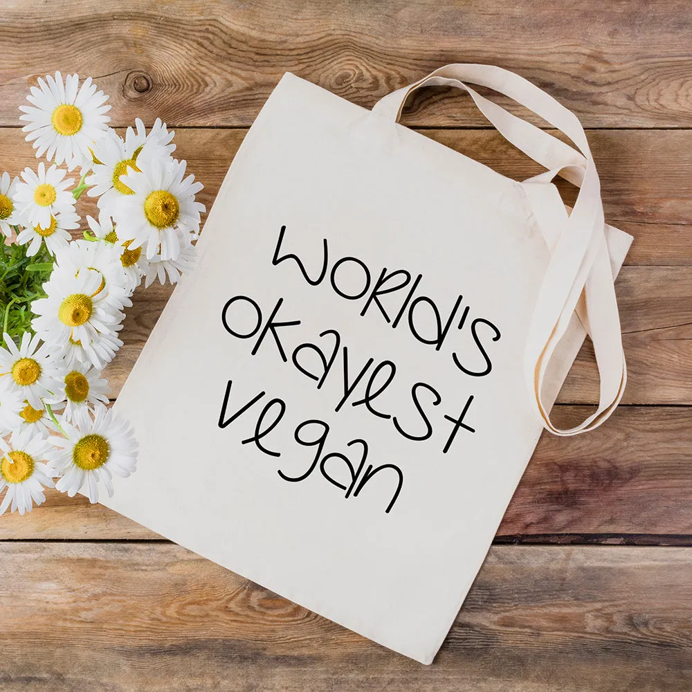 World's Okayest Vegan Tote Bag - 100% Cotton Canvas Bag