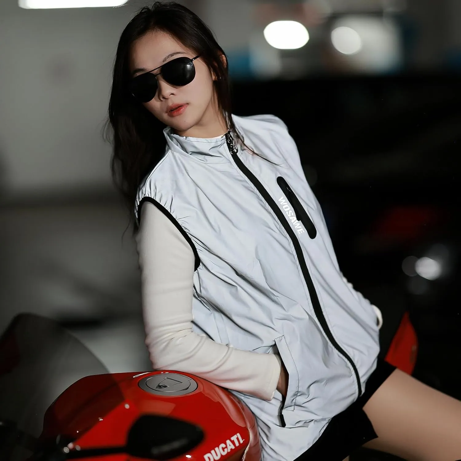 WOSAWE Men Reflective Jacket Night Glowing Bomber Jacket MTB Cycling Windbreaker Travel Sport Coat