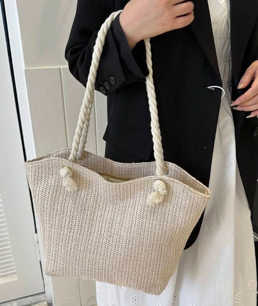 Woven Straw style Shoulder Bag