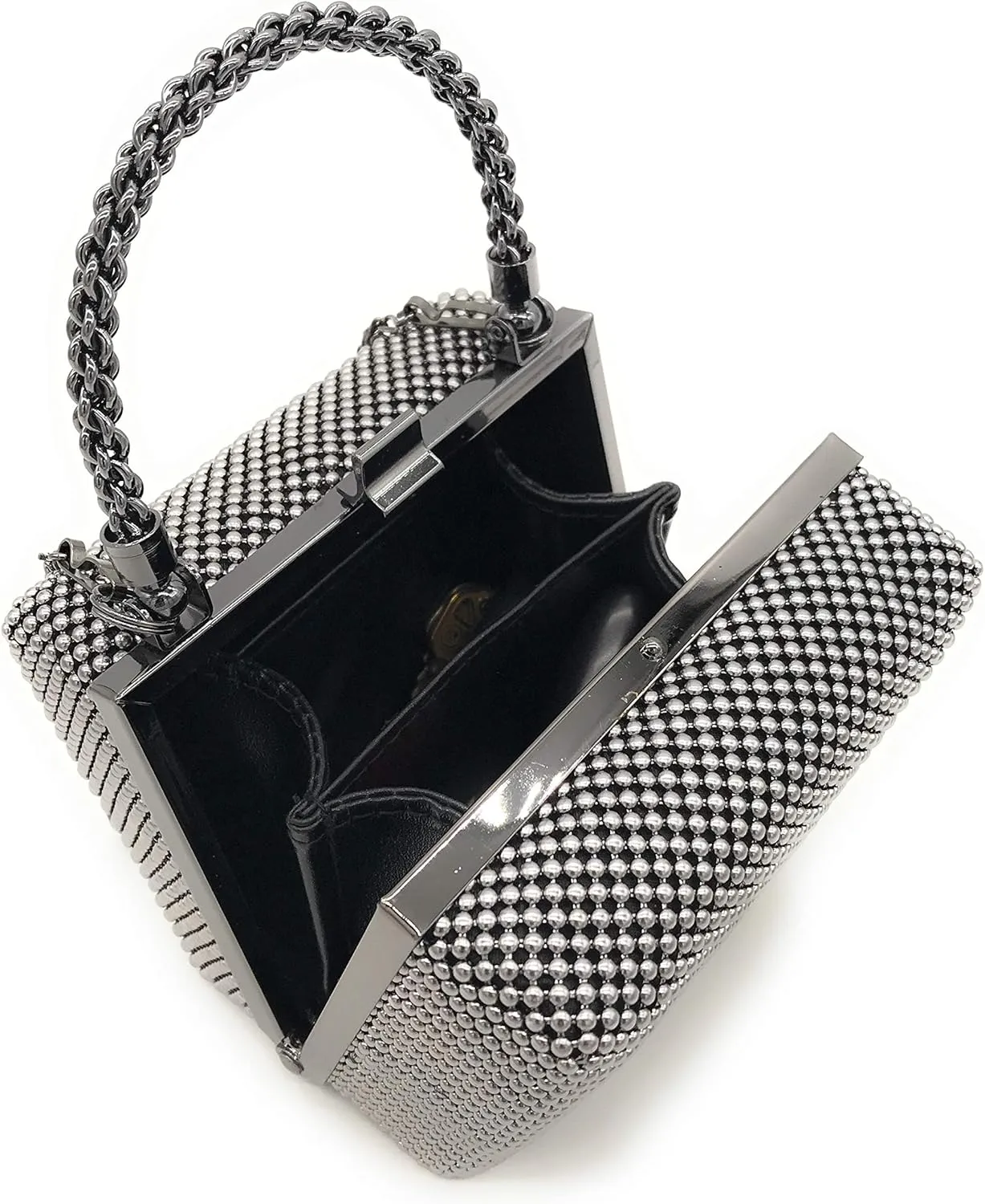 XX-Small clutch Metal beaded mesh evening box purse for Cocktail Party Prom Wedding Banquet