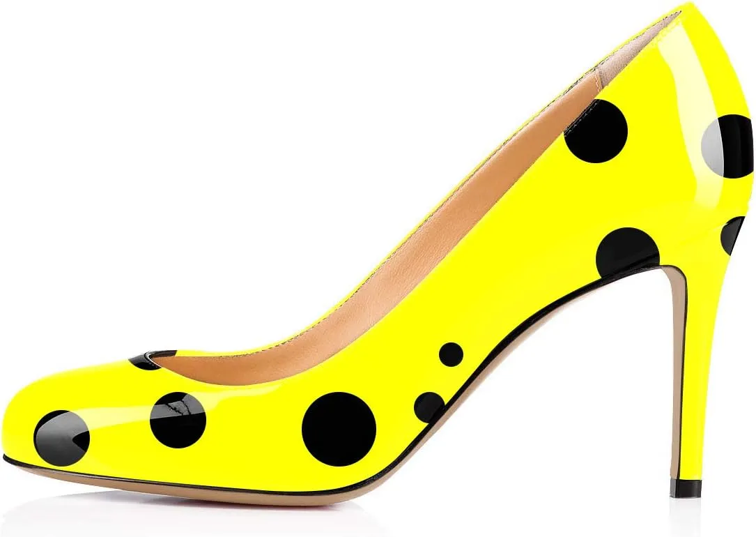XYD Women Classic Slip On Pumps Multi Solid Color/Print High Heels Stilettos Bridal Evening Party Dress Shoes