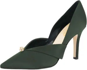 XYD Women's Pumps Stiletto High Heels Rhinestone Bead Closed Pointed Toe Slip On Comfort Ladies Office Work Church Wedding Party Dress Satin Shoes