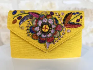 Yellow Beaded Chiapas Clutch