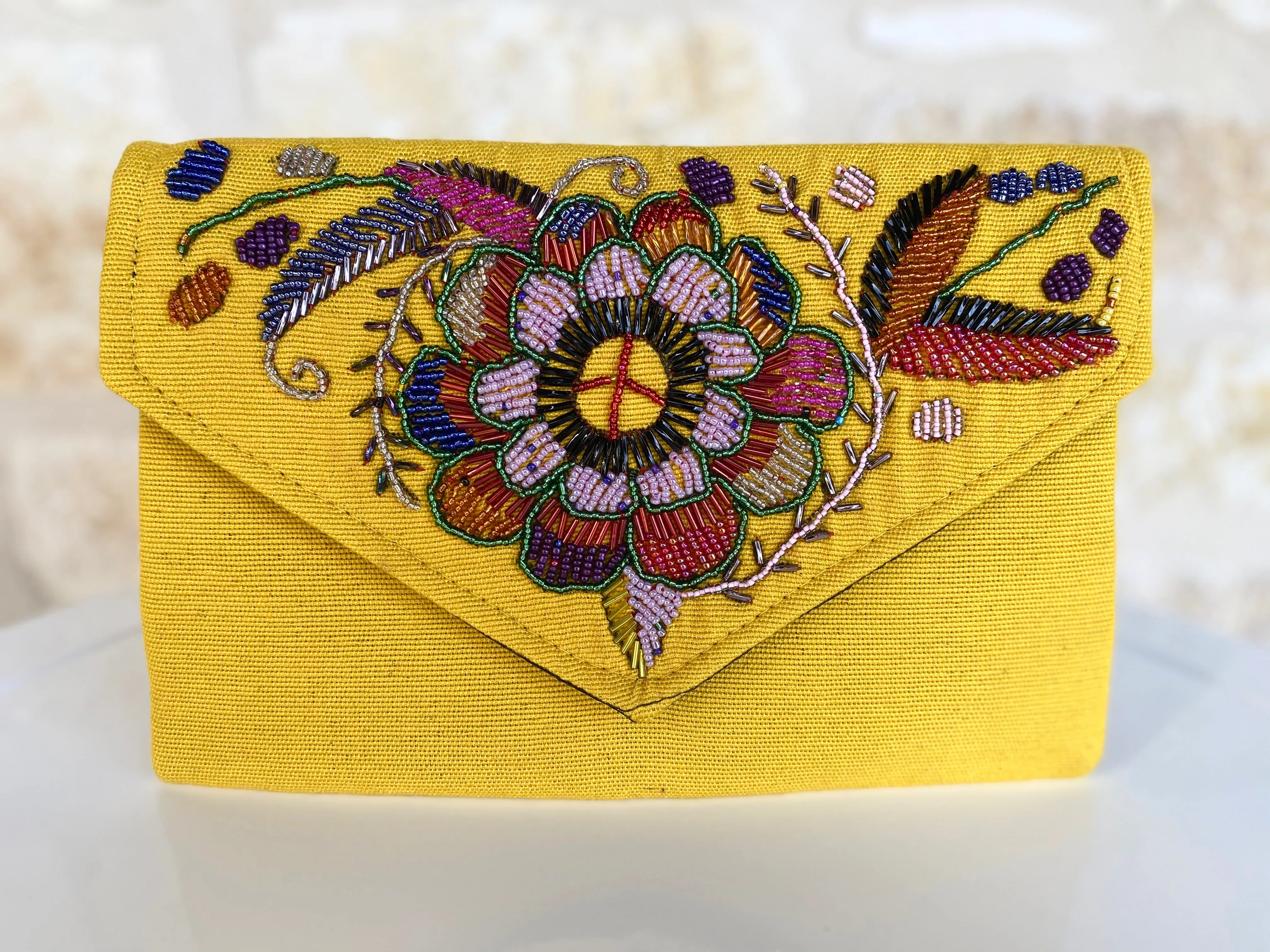 Yellow Beaded Chiapas Clutch