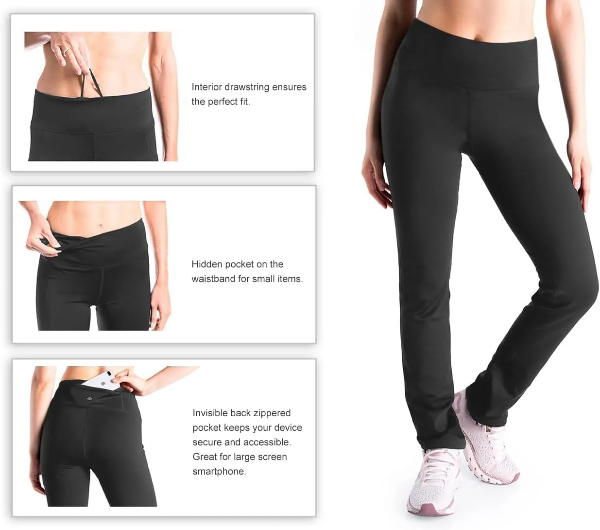 Yogipace 27"/29"/31"/33"/35"/37" Women's Fleece Lined Thermal Pants Yoga Straight Leg Winter Trousers