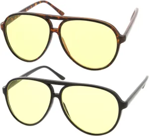 zeroUV Retro Large Blue Blocking Lens Aviator Sunglasses 60mm