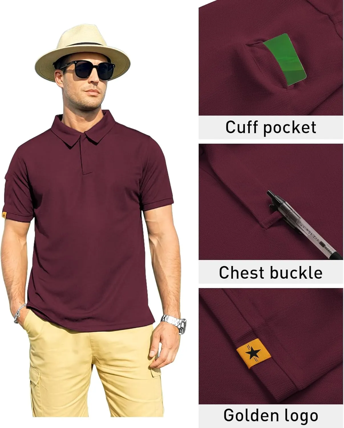 ZITY Mens Polo Shirt Short Sleeve Sports Tactical T-Shirt Athletic Golf Polos Daily Casual Stylish Collared Shirts for Men