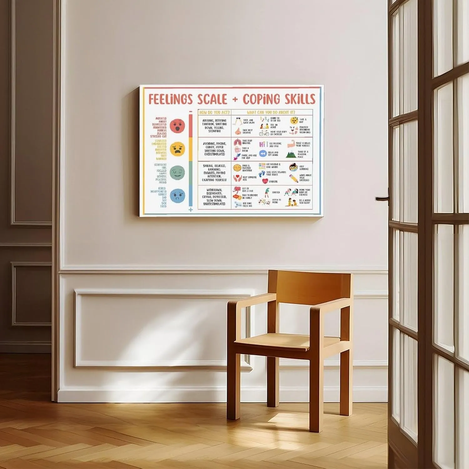 Zone of Regulation Posters、Emotional Management Zones Of Regulation Educational Poster 、Feelings Chart For Kids 5 Canvas Poster Bedroom Decor Sports Landscape Office Room Decor Gift Unframe-style Unfr