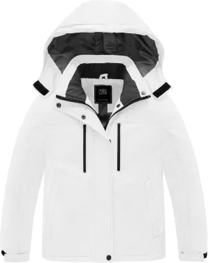 ZSHOW Girls' Ski Jacket Waterproof Fleece Raincoat Windproof Warm Winter Coat with Detachable Hood